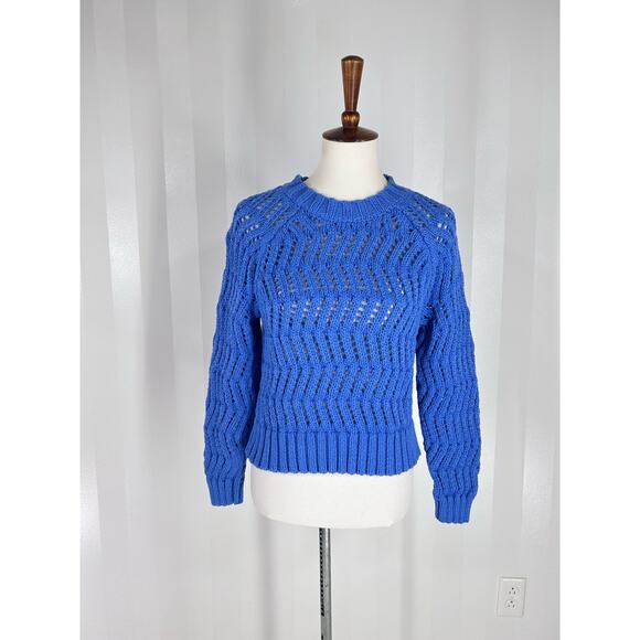 AMERICAN EAGLE Women’s Blue Open Knit Sweater Sz S - Picture 1 of 9